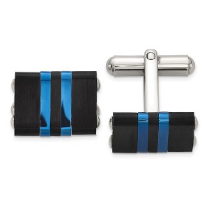 Chisel Stainless Steel Brushed and Polished Black and Blue IP-plated Cuff Links - 1 of 4