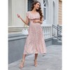Women Maternity Summer Spring Casual V Neck Boho Sundress Ruffle Cap Sleeveless Flowy Maxi Dress Baby Shower - 4 of 4