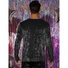 INSPIRE CHIC Men's Vintage Crew Neck Long Sleeves Velvet T-Shirts - 3 of 4