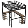 NicBex Full Bunk Bed with Wood Desk Loft Bed Metal Frame Bed Frame with 2 Storage Shelves, Guardrails and Ladders, No Box Spring Required - 3 of 4