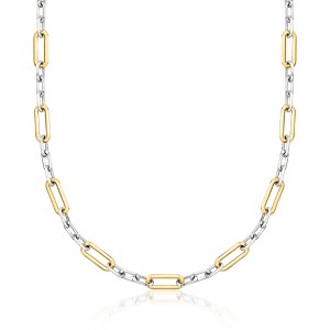 Ross-Simons Sterling Silver and 18kt Gold Over Sterling Paper Clip Link Necklace - 1 of 2