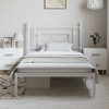 vidaXL Twin XL Metal Bed Frame with Headboard, Under Bed Storage, Noise Free, White, No Mattress - 3 of 4