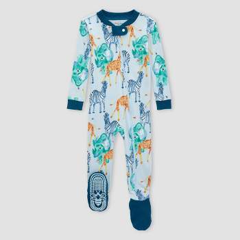 Burt's Bees Baby® Baby Wild Safari Organic Cotton Tight Fit Footed Pajama - Metallic Blue 3-6M