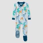 Burt's Bees Baby® Baby Wild Safari Organic Cotton Tight Fit Footed Pajama - Metallic Blue 6-9M