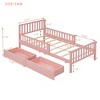 Twin Size Wood Platform Bed with Guardrails and Two Storage Drawers, Slatted Base, Classic Style for Kids-Maison Boucle - 3 of 4