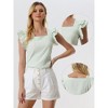 INSPIRE CHIC Women's Summer Gingham Square Neck Ruffle Sleeve Blouse - 2 of 4