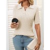 Women's Summer Sweater Short Sleeve V-Neck Casual Sweater Knit Pullover Tops Trendy Spring Summer Outfits - 3 of 4