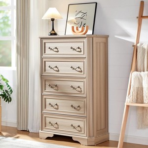 Farmhouse Wood Rustic Chest of Drawers Dresser with Corner Bevel Shape - 1 of 3