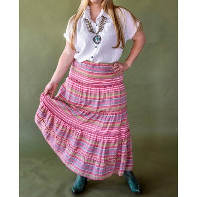 Women's Linen Stripe Skirt - TASHA POLIZZI