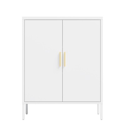Metal Storage Cabinet with Doors and Adjustable Shelves, Freestanding Sideboard Buffet Cabinets, Utility Cabinet Accent Cabinet for Living Room