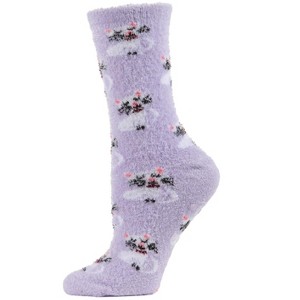 Memoi Cute Cats Cozy Plush Crew Socks Lilac 9-11 - 1 of 4