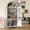 SUXXAN Metal Display Cabinet With Glass Doors And Adjustable Shelves, Modern Freestanding Arched Cabinet,Assembly Required - 4 of 4