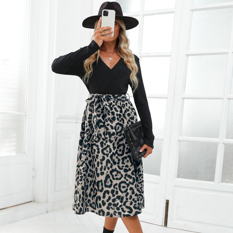 Women's Leopard Print Belted A-Line Midi Dress - Cupshe, 2 of 7