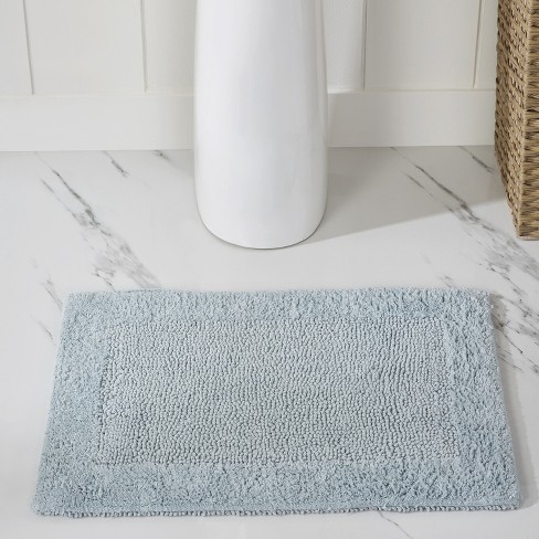 Edge Collection 20 in. x 60 in. Blue 100% Cotton Runner Bath Rug