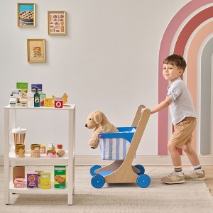 Teamson Kids - Little Helper Mr. Fresh Shopping Cart with Groceries - Blue - 1 of 4