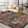 5*7 Machine Washable Area Rugs Boho Vintage Distressed Oriental Medallion Neutral Thin Large Rug Stain Resistant Carpet for Living Bedroom Red - 3 of 4