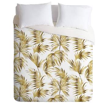 Queen/Full Marta Barragan Camarasa Golden Palms Comforter Set Yellow - Deny Designs