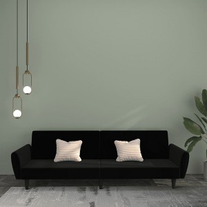 vidaXL 2-Seater Sofa Bed Black Velvet - 1 of 4