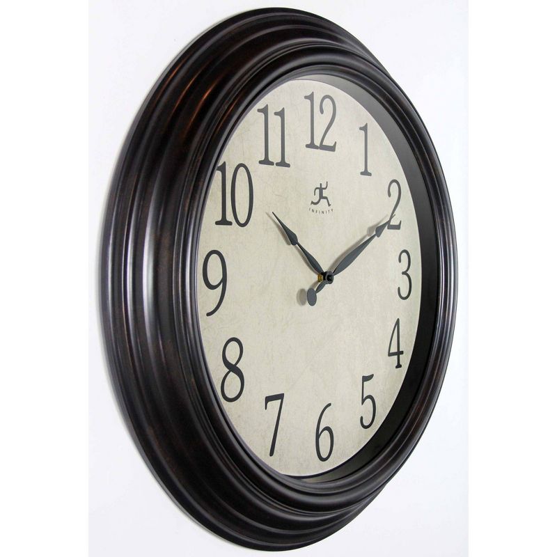 23&#34; Classic Indoor Bevelled Framed Wall Clock Black/Brown - Infinity Instruments, 5 of 9