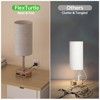 Itopfox Bedside Table Lamp with USB Port & Retractable Cords, 3-Way Dimmable Touch Lamp for Nightstand, Wood Base, Flaxen Fabric Shade, LED Bulb - 4 of 4