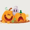 Junior's Design By Humans Halloween Cartoon Pumpkins And Ghost By VectorVillain T-Shirt - 2 of 3