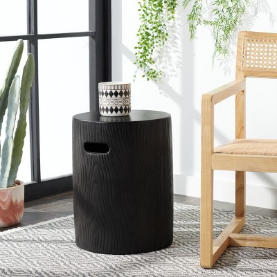 Trunk Black Concrete Round Accent Table, 20"