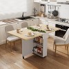 Folding Dining Table with and Storage and Drawer, Folding Kitchen Table with 6 Wheels, Suitable for Small Spaces,Kitchens, Apartments - 3 of 4