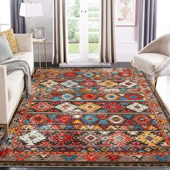 Washable Rug Boho Distressed Rug Stain Resistant Moroccan Accentt Carpet