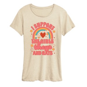Women's - Instant Message - I Support The Girls Theys And Gays Short Sleeve Graphic T-Shirt - 1 of 4