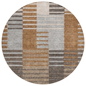 Chocolate And Gray Striped Washable Indoor Outdoor Area Rug - 1 of 4