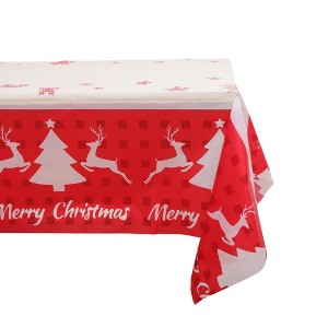 Unique Bargains Rectangular Table Cloth PE White Red 53.94"x107.87" 1 Pc - 1 of 4