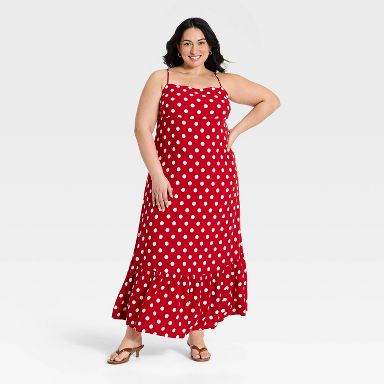 strapless open back dress Women's Plus Size I Love Lucy Polka Dot Dress – Halloween Hallway main image 0