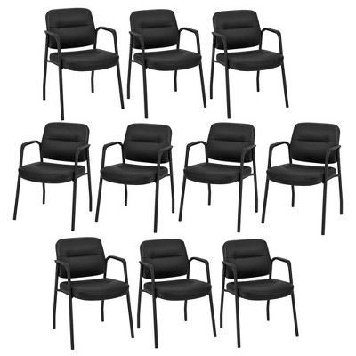 thumbnail interactive-video image 1 of Walcut 2-Seat Office Waiting Room Chair With Integrated Table – Black PU Leather, Steel Frame 1 of 4