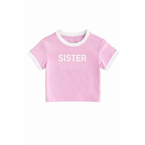 Bits & Bows Kids Sister Crewneck T-Shirt, Pink, 5/6