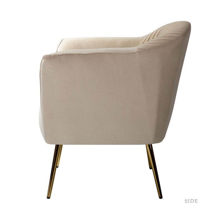 Velvet Barrel Chair with Goden Base  | Karat Home-TAN, 3 of 11