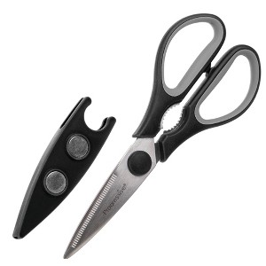 Prepworks Kitchen Shears with Magnetic Cover: Stainless Steel, Dishwasher-Safe, 5" Blade, Black Handle - 1 of 3