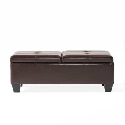 NicBex Modern 46.5" Storage Bench Wood Accent Stool with Button Tufted for Bedroom and Living Room, Brown