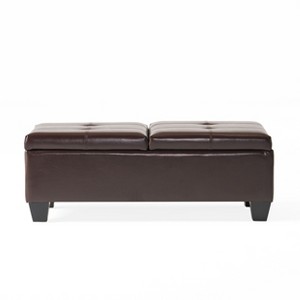 NicBex Modern 46.5" Storage Bench Wood Accent Stool with Button Tufted for Bedroom and Living Room, Brown - 1 of 4