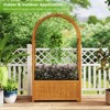 Tangkula 1/2 PCS Wooden Raised Garden Bed w/ Lattice Trellis Arched Roof Liner Drainage Patio - 3 of 4