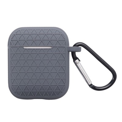 Insten Case Compatible with AirPods 1 & 2 - Honeycomb Textured Pattern Silicone Skin Cover with Keychain, Gray