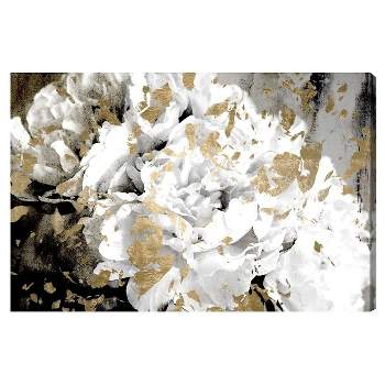 24" x 36" Petals in the Wind Floral and Botanical Unframed Canvas Wall Art in Gold - Oliver Gal