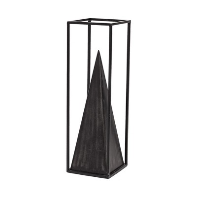 HomeRoots Black Metal Framed Pyramid Sculpture