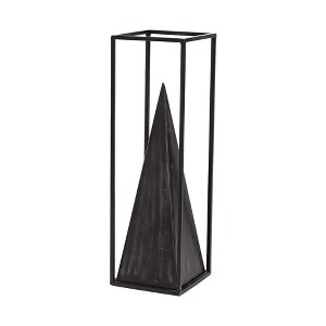 HomeRoots Black Metal Framed Pyramid Sculpture - 1 of 4