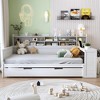 KIGFTSOD Wooden Full Size Daybed with Storage Shelves, Multi-functional Bed with Twin Size Trundle Bed and Study Desk - 2 of 4