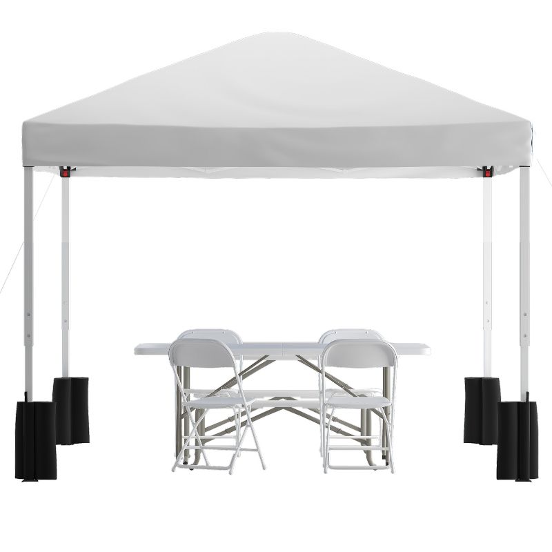 Flash Furniture Portable Tailgate/Event Tent Set-10'x10' Wheeled Pop Up Canopy Tent, 6-Foot Bi-Fold Table, 4 Folding Chairs, 1 of 15