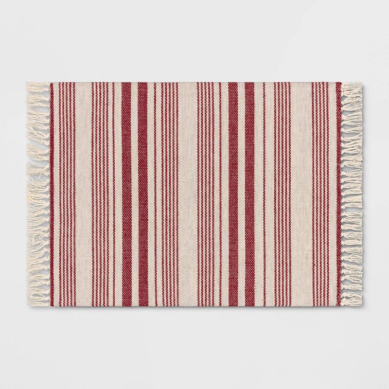 2&#39;x3&#39; Pet Tapestry with Fringes Woven Indoor/Outdoor Rug Red/Ivory - Threshold&#8482;, 1 of 11