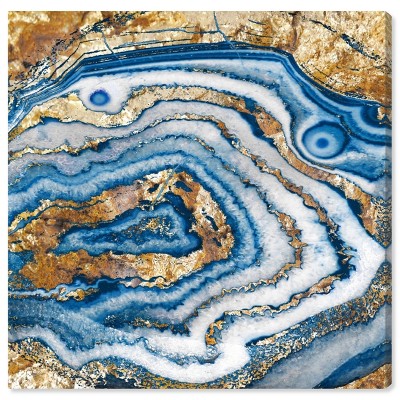 12" x 12" Bleu Agate Abstract Unframed Canvas Wall Art in Blue - Oliver Gal