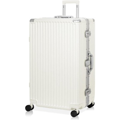 Luupatchy PC+ABS Aluminum Frame Zipperless Checked Luggage Hard Shell Suitcase with TSA Lock Double Spinner Wheels