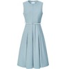 INSPIRE CHIC Women's Round Neck Sleeveless Zip Front Belted Fit Flare Work Dresses - 2 of 4