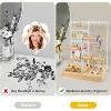 4-Tier Jewelry Organizer with 48 Earring Holes & 6 Hooks, Wooden Display Stand with Storage Box for Bracelets & Rings, White - 4 of 4